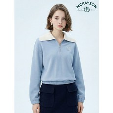 맥케이슨 여성 니트 카라 오버 티셔츠 라이트블루 MDW4TL626LBL 1037566