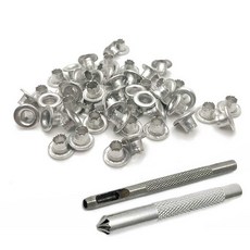 반자동 아일렛 4mm 핀 배너 알루미늄 리벳 버튼 프레스기 100개, 5. 실버 4mm 50개+도구