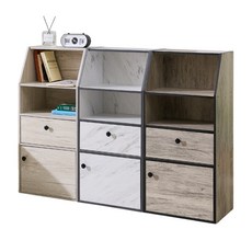 多層收納櫃 書櫃 置物櫃 儲物櫃 抽屜收納櫃 開放式層架 居家收納, 白橡木紋, 1個