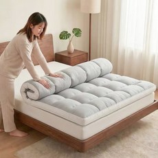 리보아 사계절 침대 바닥 토퍼 매트리스 매트, 화이트