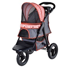 Petty Man 寵物推車 大座艙 前後進出 全罩式 通風透氣 寵物推車 外出推車 毛孩推車 28KG以內, 爆裂橘