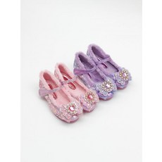 여아 보석 리본 겨울 털 LED 구두 123183