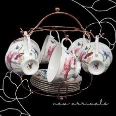 鳶尾花 英式6入新骨瓷咖啡杯盤組 (6杯6盤) 下午茶茶具套組 送禮禮盒 花茶杯午茶組甜點, 1個