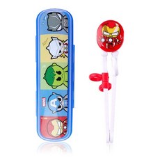 디즈니 마블 히어로 캐릭터 교정젓가락 연습용 유아 어린이 젓가락, 1세트, 아이언맨(젓가락+케이스)