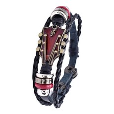 여성 음악 애호가 액세서리와 호환되는 인조 가죽 땋은 기타 펜던트 팔찌 펑크 주얼리 패셔너블한 손목 밴드