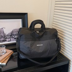 MISOOK 輕量尼龍旅行袋 健身運動手提包, 黑色