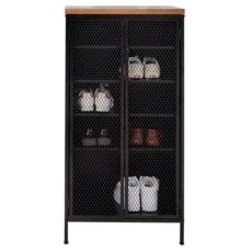 loft house 工業風網格雙門鞋櫃，多層收納可調層板，頂部木質檯面，台灣製造, 工業風鞋櫃, 1個
