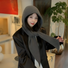 디뷰엣 얼굴이 작아보이는 방한 후드 목도리 바라클라바, 그레이