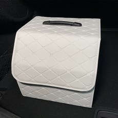 汽車後備箱收納箱 奶黃太陽花-大號白色, 白色無卡通收納箱-小號
