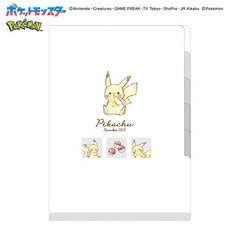 莫莫日貨 KAMIO 2024新品 寶可夢 皮卡丘 A4 五層 L夾 日本製 文件夾 資料夾, 1個, 白色
