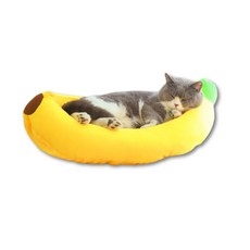 艾爾發寵物 寵物香蕉睡窩 寵物窩 狗狗靠枕 寵物造型枕頭 貓窩 狗窩 貓咪枕頭 狗狗枕頭 寵物居家 狗狗的家, 1個, 香蕉寵物窩, 黃色