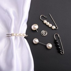 바지 허리 클때 벨트 청바지 끈 클립 둘레 버클 밴딩 조절 핀 줄이기 허리 밴드 사이즈, 1개, 1_화이트 진주 핀 세트