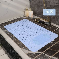 鼕陽 浴室地墊 淋浴房防滑墊 按摩墊 帶吸盤, 1個, 淺藍色 帶吸盤按摩款 ,50*80CM 傢用常規尺寸