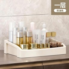 桌面多層抽屜式收納盒 霧灰色 奶油色 大容量 防塵防潮, 1個, 一層0透灰抽1開放頂