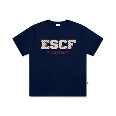 [이스케이프프롬] 도트 스타 블룸 프린트 오버핏 반팔티 네이비