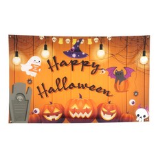 할로윈 중형 현수막 포토존 배경 파티, 할로윈 중형 현수막 (오렌지스톤)