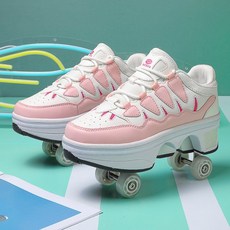롤러슈즈 바퀴 신발 스케이트 운동화 인라인 슈즈 롤러스케이트, 002 핑크