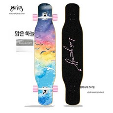 스케이트보드 초보자 롱보드 보드 크루징 입문용 전동 댄싱 초보자 트릭 롱보드 장거리 안정감 남성용 여성용 청소년 성인보드 데크 롱보드 트럭 바퀴 알루미늄트럭 울트라라이트 카빙, 1개, 맑은 하늘