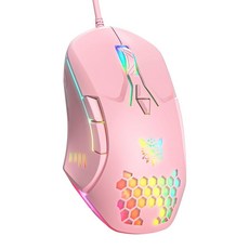 유선 PC 게이밍 마우스: 고정밀 센서 RGB 백라이트 조절 가능한 DPI 7 버튼 프로그래밍 가능 윈도우/맥/리눅스/크롬-화이트에서 오피스 및 게이밍용 에르고노믹 마우스, Pink, 1개, 핑크