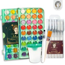 뮤즈 올인원세트 36색 고체물감 x 2P + 뮤즈 워터붓6종 + 매직물통 + 탱탱평붓 + 뮤즈 워터붓 소, 1세트