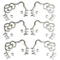 헬로키티 방수 스티커 캐리어 노트북 폰 미러 꾸미기, 6개, 메탈릭 실버