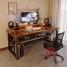 【椿嶼】實木電腦桌臺式家用電競桌椅桌子工作臺長方形臥室書桌簡約辦公桌, 利款—雅士灰色80cm【4cm加粗鋼架腿,厚實用料 橫樑加固