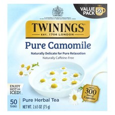 트와이닝스 순수 허브티 순수 캐모마일 티백 50개 Twinings Pure Herbal Tea Pure Camomile 50 Tea Bags 2.65 oz (, 100g, 1개입, 1개