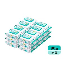 BZU BZU 嬰幼兒濕巾 含蓋雙層密封設計, 1個, 99.9%抗菌80抽*24包
