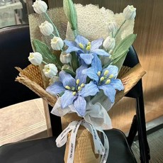 모루 꽃다발 키트 시들지않는 재료 공예 패키지 부케, 블루 릴리 블루벨 키트, 1개