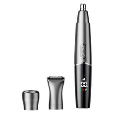 360도 회전 칼날과 IPX7 방수 디자인이 특징인 전기 코 헤어 그루머 1팩, 회색