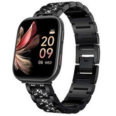 FITVII 스마트 워치 밴드 20mm 22mm 여성용 주얼리 블링 다이아몬드 메탈 드레시 스트랩 조절 가능한 교체 스트랩 FITVII HM57 HM78 HM68 HM