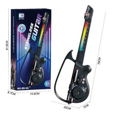 일렉 기타 스마트 일렉트릭 장난감 스트링리스 DJ 믹싱 블루투스 LED 라이트 베이스 소리로 음악 선물, 2)Black
