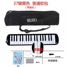 附發票 口風琴 兒童口風琴吹管吹嘴中小學生32鍵37鍵口風琴成人口吹琴大口琴樂器, 37鍵黑色 普通軟包【帶教材】, 1個