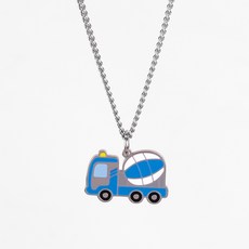 MX KIDS 써지컬스틸 미아방지 목걸이 224K 포크레인 레미콘차 키즈 어린이 이름 깊은 각인, 1개