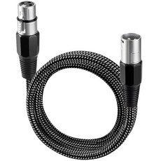킨시유 XLR 케이블 3피트/4팩 마이크 케이블 3핀 나일론 땋은 균형 잡힌 XLR 남성부터 여성까지의 헤비 듀티 마이크 패치 코드 순수 구리 도체, 10FT, 4