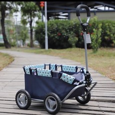 四輪玩具拉車寵物旅行可坐便攜式小拉車輕便戶外推車家用簡易, 深藍色, 1個