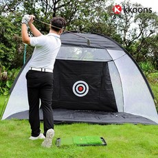 간편한 휴대성 텐트형 골프 연습망 스윙 연습 네트 퍼팅 그물망 어프로치 매트 치핑네트, 1개, 소형_블랙