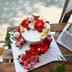 !주문전연락필수!인천케이크연과진/2단케이크/3단케이크/환갑 칠순 팔순 웨딩 주문제작케이크/앙금플라워꽃다발디자인떡케이크/전국배송가능, 3호(지름21cm)+1호(지름15cm), 기본백설기, 두단모두딸기쨈, 1개