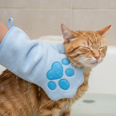 치즈펫 반려동물 목욕 장갑 강아지 고양이 극세사 타월, 1개, 블루