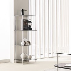 보비쥬S 네오그 4단 400 그레이유리 유리선반 다용도진열장, 실버