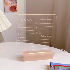 투명 아크릴 발광 메시지 보드 지울 수 있는 메모 나이트 라이트 장식 책상 방 리드 DIY 데스크톱 노트 A