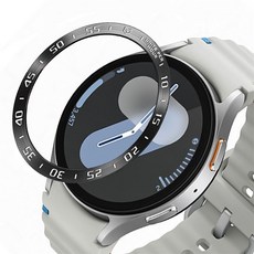 三星 Galaxy Watch 7 智能手表保護圈 金屬刻度邊框, 1個, A款【黑圈白字】,适用：三星watch7【44mm】