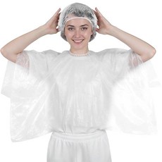 Lnngub 일회용 헤어 컬러 망토 샤워 캡 40개 플라스틱 이발소 컬러링 스타일링 홈 살롱용 [호환], Lnngub 일회용 헤어 컬러 망토 샤워 캡 40개 플