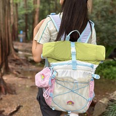 2025新款 拼色防水戶外登山包 輕量化旅行背包 潮流大容量後背包, 果綠色