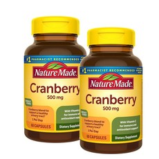 네이처 메이드 크랜베리 500mg 비타민C 함유 캡슐 Nature Made Cranberry with Vitamin C, 60정, 2개