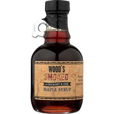 우즈 버몬트 메이플 시럽 히코리 오크 훈제 250ml WOOD'S Smoked Maple Syrup – Small-Batch Vermont Maple Syrup Cold-Smo, 그을린, 1개