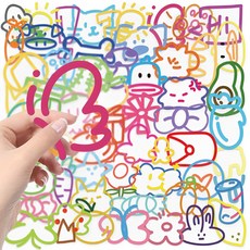 웨젼 캐리어 노트북 다이어리 깔끔제거 방수 스티커 60종, 60개, 혼합색상