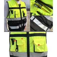 安全反光條背心 反光馬甲反光衣 夜間安全服 多口袋交通安全騎行服施工服夜光衣, 1個