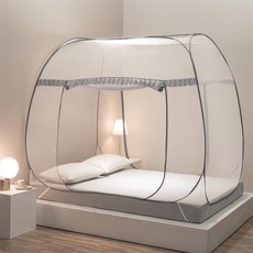 Babycare新款加密免安裝蚊帳 兒童方頂蒙古包鋼絲蚊帳 寶寶防蚊必備, 寶灰 大方頂 加密單門,【1.1*1.9米】高1.4米