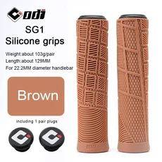 1 쌍 MTB 실리콘 자전거 핸들 바 그립 산악 자전거 그립 BMX Fixie 소프트 충격 방지 사이클링 부품 액세서리, [01] ODI-55 Brown